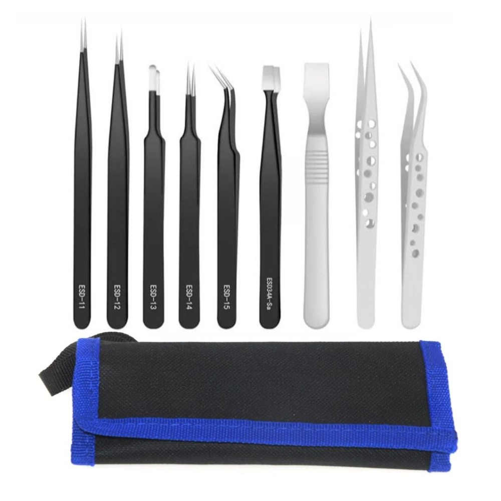 10/9Pcs Tweezers Set Stainless - Elektronik Repair ulasan dan harga