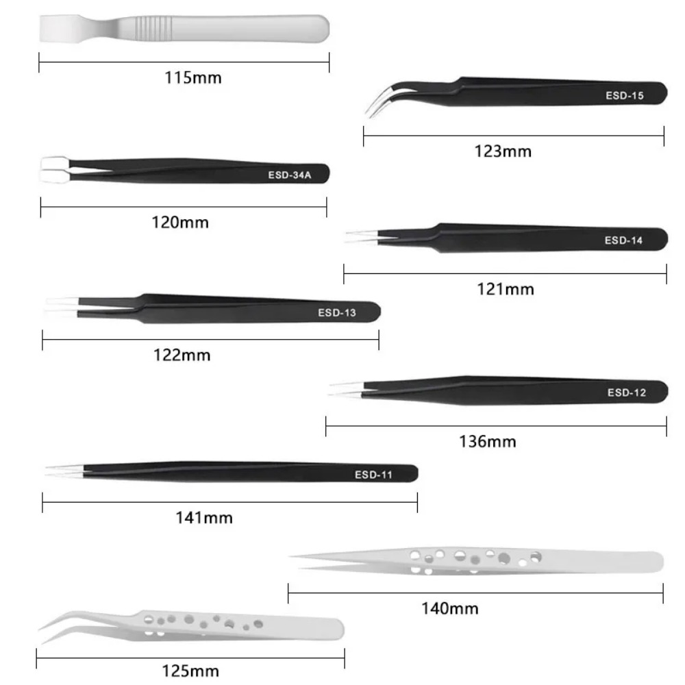 10/9Pcs Tweezers Set Stainless - Elektronik Repair ulasan dan harga